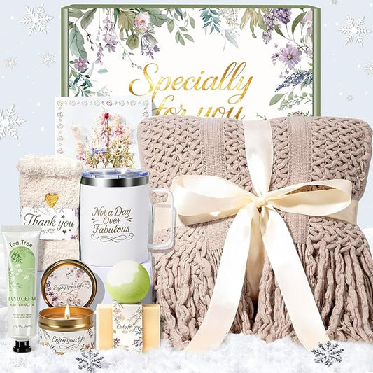 Get Well Soon Gifts for Women, Self Care Gift Baskets, Christmas Birthday Gifts for Women Spa Care Package, Thinking of You Sympathy Gift Box for Mom, Her, Friend, Sister, Wife (Khaki)