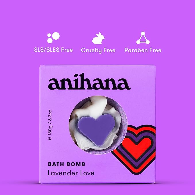 ANIHANA Bath Bomb with Coconut Oil, Paraben Free, Hand-Crafted Luxury Fizzers, Refreshing Lavender Love Scent, 6.3 oz