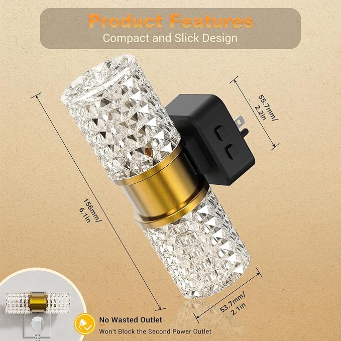 JandCase Night Lights Plug into Wall,Color Changing Night Light for Kids, 3000K+RGB LED Nightlight with Dusk to Dawn Sensor, 10/50/100LM Adjustable Brightness for Rooms Decor