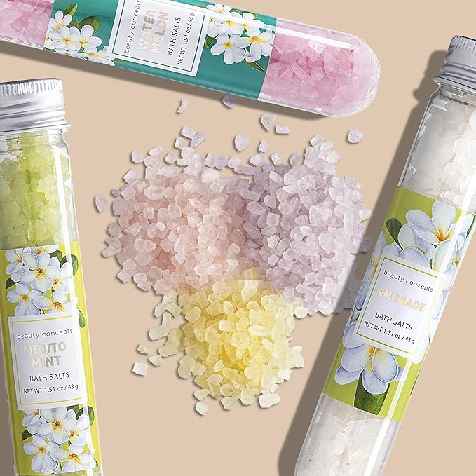 B.C. Beauty Concepts Aromatherapy Bath Salts- Epsom Salts for Soaking, Relaxing Bath Spa Set, Scented in Vanilla Almond, Shea Butter, Sweet Mint, Honey Rose, and Lavender, Tropical