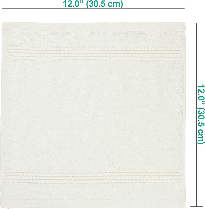 EastNBlue Lara 100% Turkish Cotton Washcloths 4 Pack, Extra Soft & Absorbent Wash Cloths for Face & Body (12" x 12"), Terry Cloth, Small Hand Towels for Bathroom, Cream