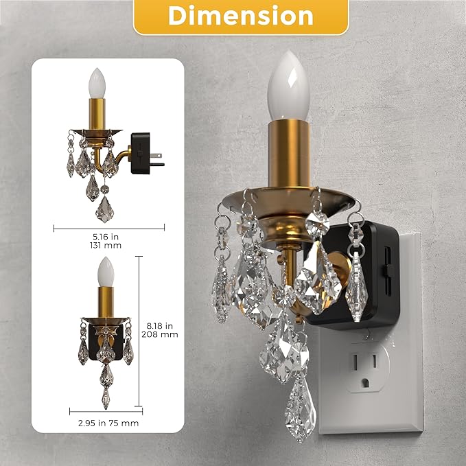 L LOHAS LED Candle Night Light, Night Lights Plug into Wall, LED Candle Night Light with Light Sensor, 0-100LM Dimmable Nightlight, for Dinning Room, Living Room, Bathroom, Hallway