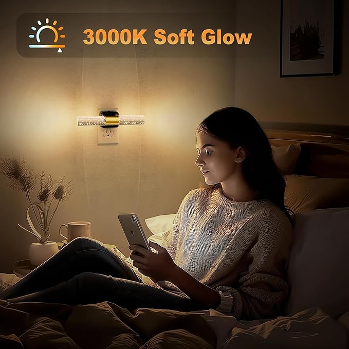 JandCase Night Lights Plug into Wall, 180° Rotating 3000K Soft Light LED NightLights, 0-100LM Adjustable Brightness, Plug in Night Light with Auto Light Sensor,for Bathroom,Hallway,Kitchen, Bedroom