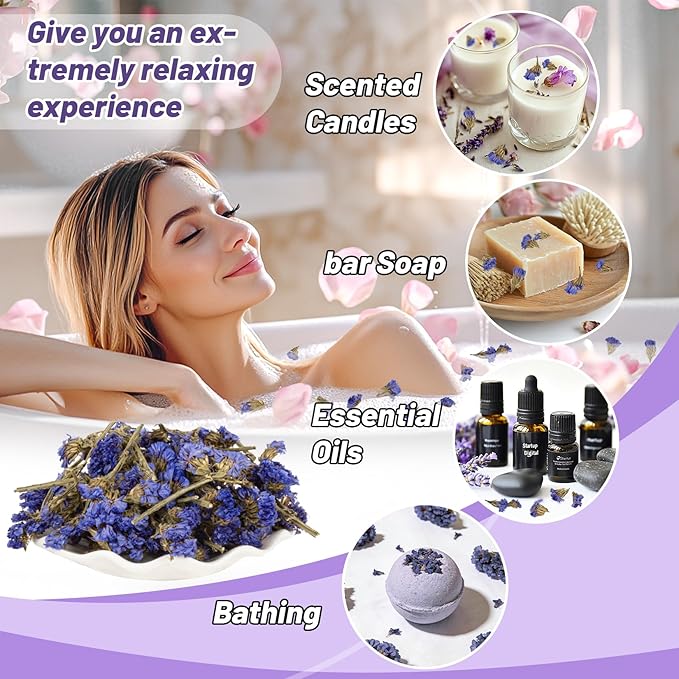 Sukh Dried Deep Purple Myosotis - Natural Dry Flowers and Herbs 3oz Bulk Don't Forget Me Flower for DIY Sachets,Soap,Candle,Bath Bombs Making and Wedding Party Decoration