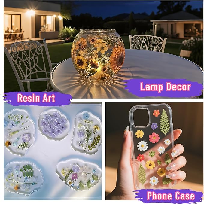 160 Pcs Dried Pressed Flowers with Tweezers for Crafts, Dried Flowers for Resin Crafts for Jewelry Making for Candle Making for Wedding Card