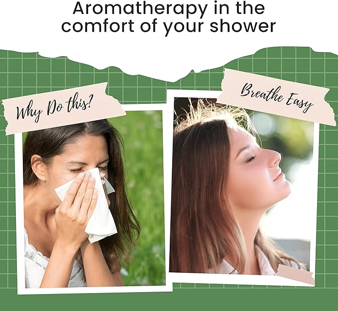 Breathe Easy Aromatherapy Shower Bombs (5PK XTRA STRENGTH) – Menthol, Peppermint, Rosemary Essential Oils – Ease Sinus, Colds, Cough, Congestion – Wellness Gift (Add Bomb Bag and Suction Hook)