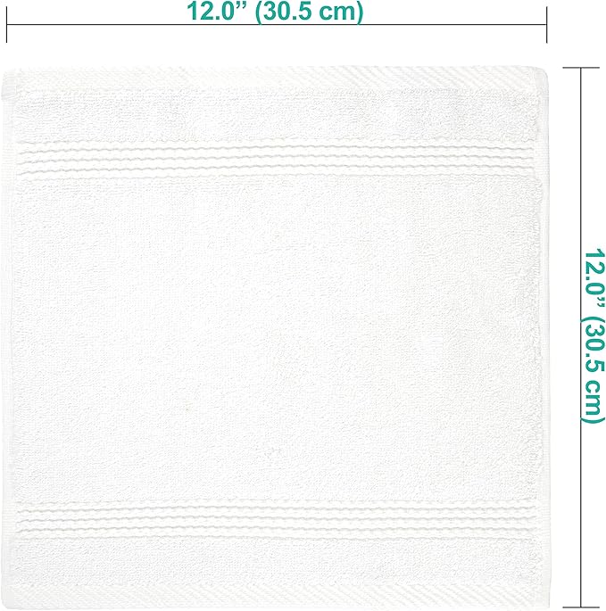 EastNBlue Lara 100% Turkish Cotton Washcloths 4 Pack, Extra Soft & Absorbent Wash Cloths for Face & Body (12" x 12"), Terry Cloth, Small Hand Towels for Bathroom, White