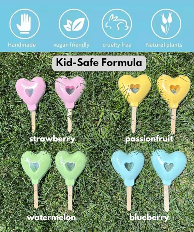 Bubble Bath Bombs for Kids – 8-Pack Heart-Shaped Lollipop Fizzies – Fruity Scents – Bubble Play for Boys & Girls – Sensitive Skin Safe – Fun Birthday Gift Set