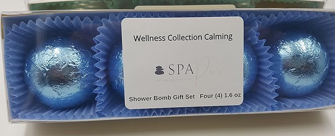 Wellness Collection Calming (4-Pack) Aromatherapy Fizzing Shower Bombs by Spa Pure Naturals