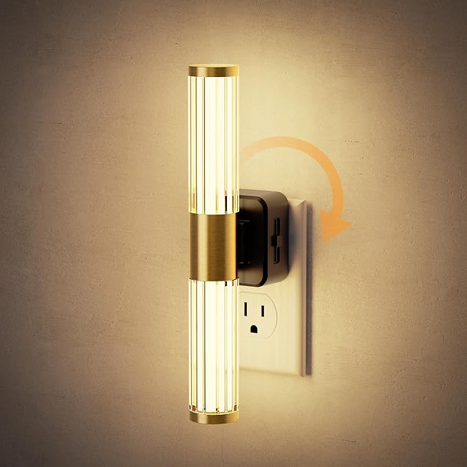 JandCase Night Light, Night Lights Plug into Wall, Soft White 3000K, 0-100LM Dimmable Night Light, Vanity Light Bar for Hallway, Bathroom, Rooms
