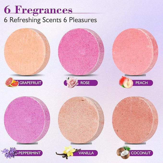 Shower Steamers 6 Pack Set, Shower Bombs Tablets with Organic & Safe Essential Oils for Skin Moisturizing, Natural Bubble Bath Fizzy, Ideal Presents for her, Girl, Wife, Mother, Women