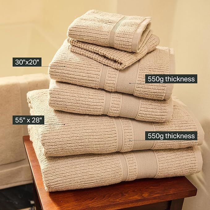 Preston Lane Douro Bath Towel Set – 2 Pack Luxury Cotton Towels, Ultra Soft & Absorbent, Quick-Dry Spa-Quality Bathroom Towels, Made in Portugal, Clay