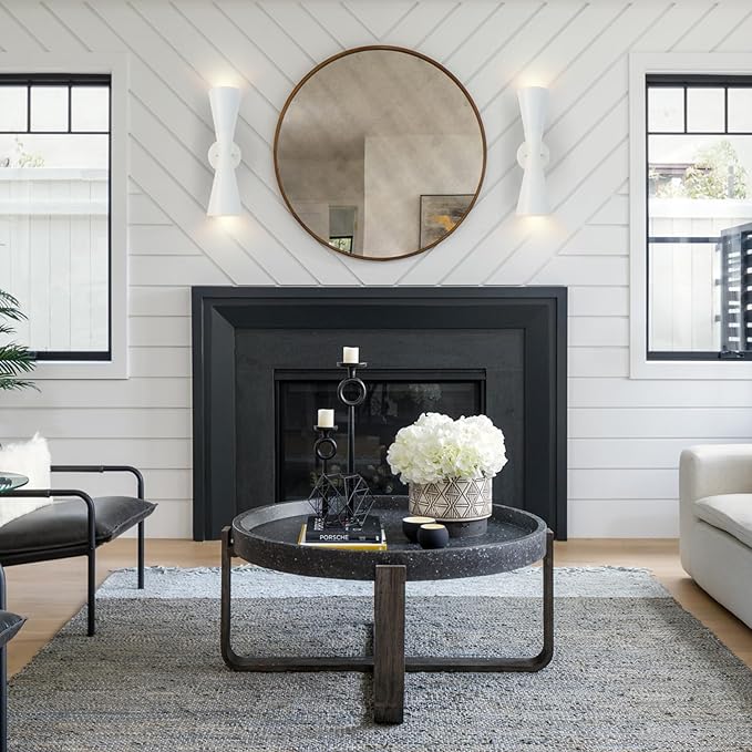 Modern Indoor Wall Sconce Up and Down White Wall Sconce Mid Century Indoor Wall Light Fixture Hardwired Wall Mounted Lamp for Living Room Bathroom Bedroom Hallway 13 Inch