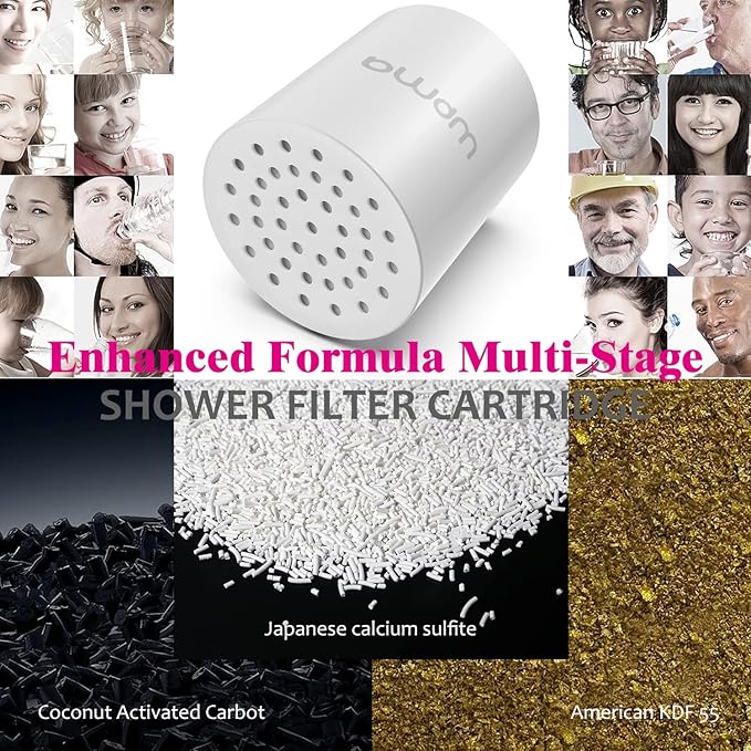 Enhanced Formula Multi-Stage Shower Filter Cartridge,High output Universal replacement filter cartridge, Remove Chlorine Heavy Metals and Other Sediments, Reduces Dry Itchy Skin（Pack of 2)
