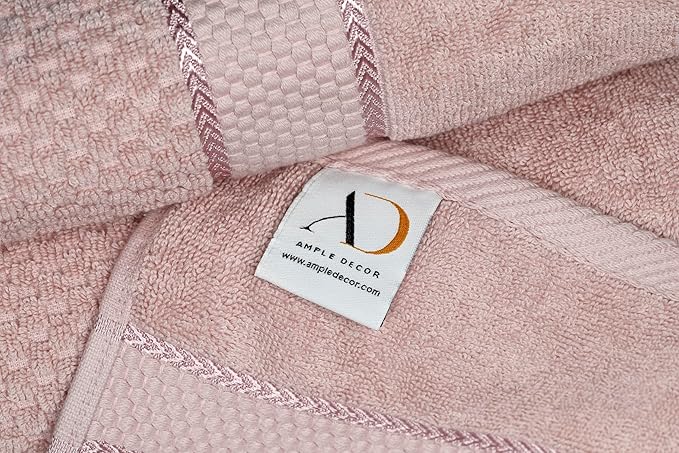 Ample Decor 100% Cotton Washcloths Set of 20 - Highly Absorbent, Popcorn Textured - Mulaayam Collection - Soft Pink 12 X 12 Inch