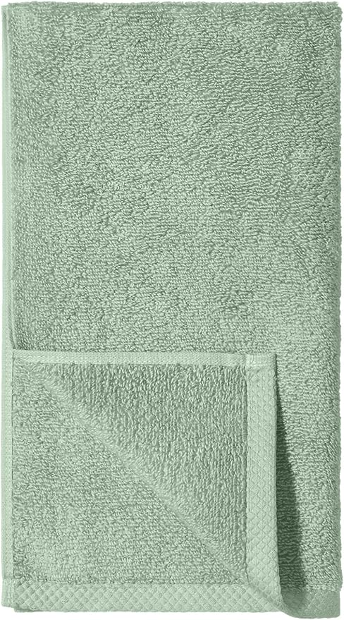 Amazon Basics Quick-Dry Hand Towels - 100% Cotton, 8-Pack, 28 x 16 inches, Seafoam Green