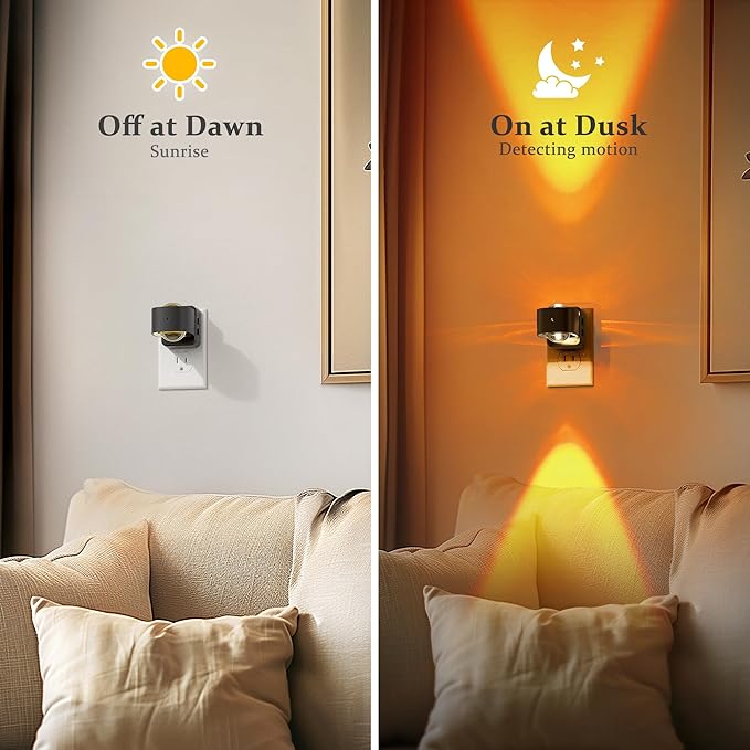 JandCase Night Lights Plug into Wall,10-Colored Changing Night Light for Kids,180° Rotatable Plug RGB LED Nightlight with Dusk to Dawn Sensor for Halloween Decoration, Children Room,Party