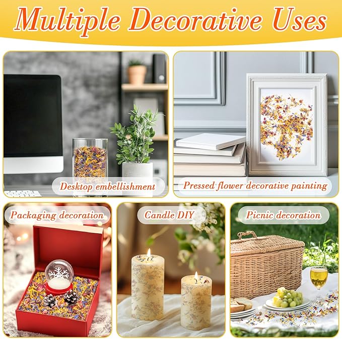 MAQIHAN Brilliant Flower Petal Blend - 3oz Mix of Calendula,Cornflower & Rose Petals,Natural Dried Floral Blend for Soap,Candle,Bath Bombs,Sachets,Confetti Garnish & Decor