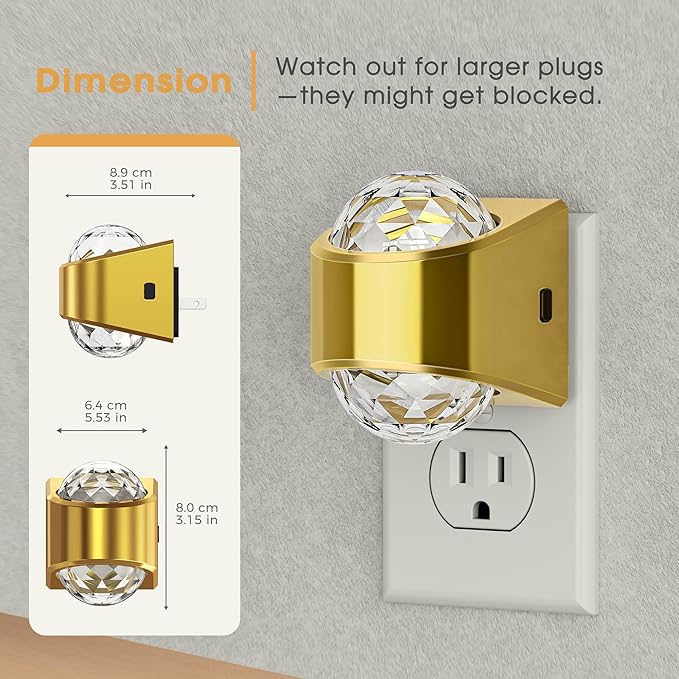 Night Lights Plug into Wall, Star Projector for Bedroom, Gold Night Light Projector for Kids, 9-Color RGB Galaxy Nightlight with Dusk to Dawn Sensor for Bathroom, Home Gaming Room Decor Gifts, 2pack