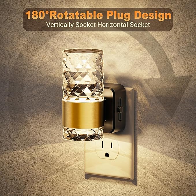 JandCase Night Light, Automatic Night Lights Plug into Wall, 3000K LED Nightlights with 0-100LM Adjustable Brightness, Night Light Plug in with Light Sensor for Bathroom Hallway Room Decor