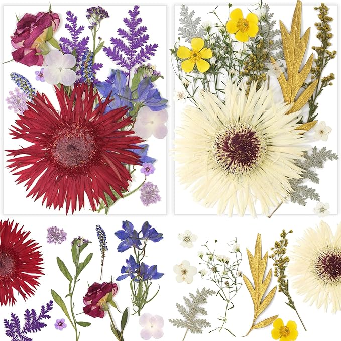 17 Types 30PCS Real Dried Pressed Flowers Bulk Dried Flower for Crafts, Packed DIY Natural Dried Pressed Flowers for Resin Mold Scrapbooking DIY