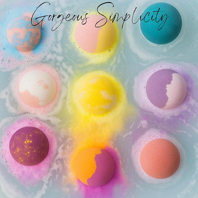 EvolutionUSA Refresh Bath Bombs for Women, 9 Lush Bath Bombs Mini Sized, Luxurious Womens Gift for Mother's Day, Easter, Birthday or Self Care, Relaxing Bathbombs Kids & Womens, Bath Fun