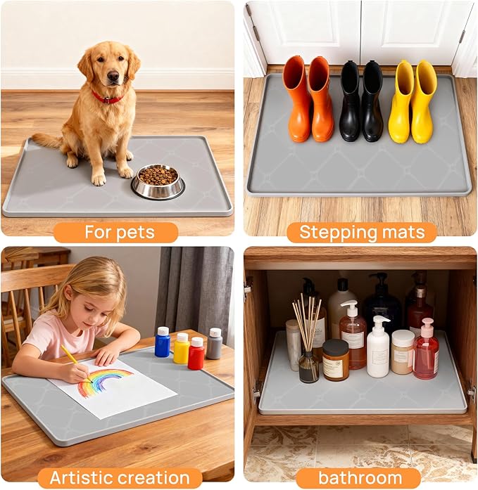22" x 19" Silicone Under Sink Mat Thickened Kitchen Mat Shelf Liner Cabinet Protector Leakproof Under Sink Pad Waterproof Counter Protector