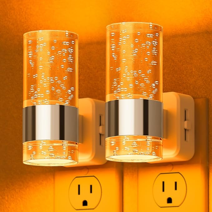 Briignite Night Light, 2 Pack Dimmable Night Lights Plug into Wall, LED Night Light with 0-100 LM Adjustable Brightness, Automatic Night Lights with Dusk to Dawn Sensor, for Bathroom Hallway