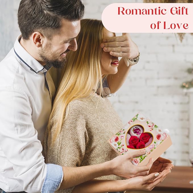 Valentines Bath Bombs Shower Steamers: Handmade Natural Bath Balls with Surprise for Women Gift Set - Relaxing Bubble Bathbombs Scented Rose Hearts Flower Romantic Birthday for Girls Kids Mom