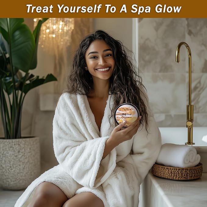 Bath Spa Gift Sets - Luxury Basket With Honey & Almond - Bath Kit With Body Wash, Bubble Bath, Lotion, Body Butter, Soap, Towel in Luxury Wooden Basket