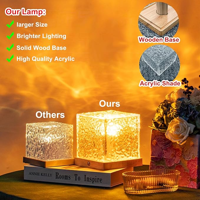 Aurora Ocean Wave Lights Projector,16 Colors 4 Modes Cube Color Changing Light Dimmable, Ambient Mood Lamp for Shower, Crystal Northern Lights for Bedroom Bathroom Playroom, with Remote (Large)