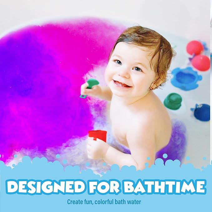 Tub Works® Bath Color Fizzies, 150 Count | Nontoxic & Fragrance-Free | Fizzy, Bath Color Tablets for Kids | Create Colorful Water | Water Tablets in 7 Colors for Variety | Bath Bombs for Kids Bathtub