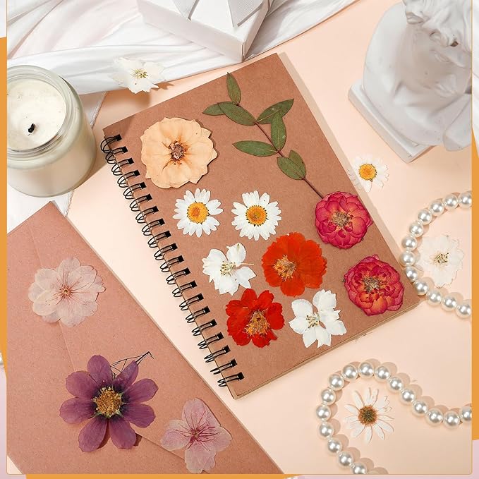 100 Pcs Dried Pressed Flowers, Real Natural Dried Wildflowers Leave with Tweezer Floral Decoration for DIY Crafts, Candle Making, Resin Mold and Scrapbooking Mixed Yellow