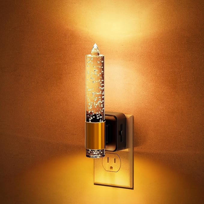 JandCase Night Light, Flameless Candle Night Lights Plug into Wall, Dusk to Dawn Sensor Aesthetic Automatic Nightlight, Dimmable Amber LED Nightlights, Decorative nite light for Adults Bathroom,1 Pack