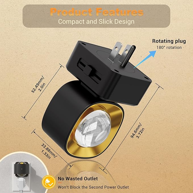 JandCase Night Lights Plug into Wall,0-150LM Super Bright Automatic Night Light with Dusk to Dawn, 2 Pack 180° Rotatable Plug in LED Nightlight Soft Warm for Halloween Decoration, Children Room,Party