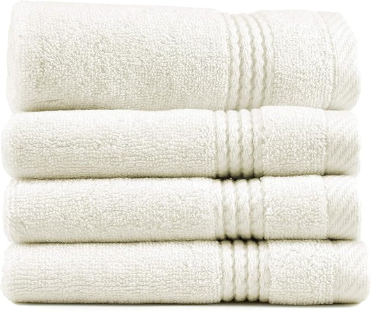 EastNBlue Lara 100% Turkish Cotton Washcloths 4 Pack, Extra Soft & Absorbent Wash Cloths for Face & Body (12" x 12"), Terry Cloth, Small Hand Towels for Bathroom, Cream