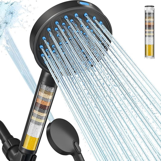 Cobbe Filtered Shower Head with Handheld, High Pressure 7-mode Showerhead with Filters for Hard Water - Remove Chlorine - Reduces Dry Itchy Skin, Patented Paddle Shift Design, Black