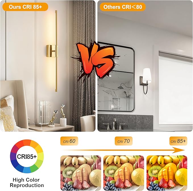 Gold Battery Operated Wall Sconces, Dimmable Wall Sconces with Remote Control, Rechargeable Sconces Wall Lighting, 24″ LED Wireless Wall Lights for Bedroom, Living Room, Bathroom, Hallways