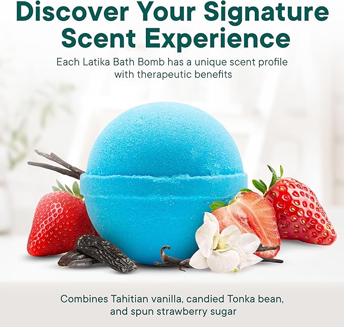 Latika Classic Bath Bomb Unicorn - Tahitian Vanilla, Candied Tonka Bean and Spun Strawberry Sugar for Skin Nourishment