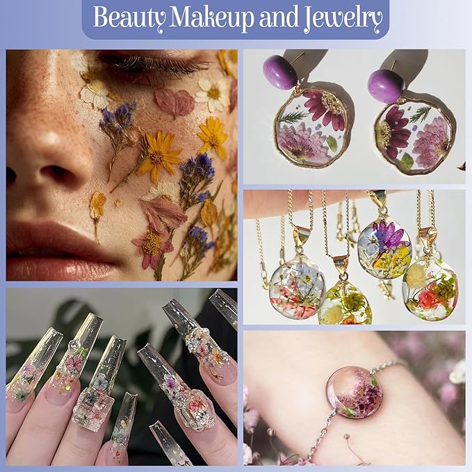 150Pcs Pressed Flowers for Crafts, Colorful Dried Flowers for Crafts Real Natural Dried Pressed Flowers Dry Leaves Bulk for Resin, DIY Art, Scrapbook, Jewelry, Card, Candle & Soap Making with Tweezers