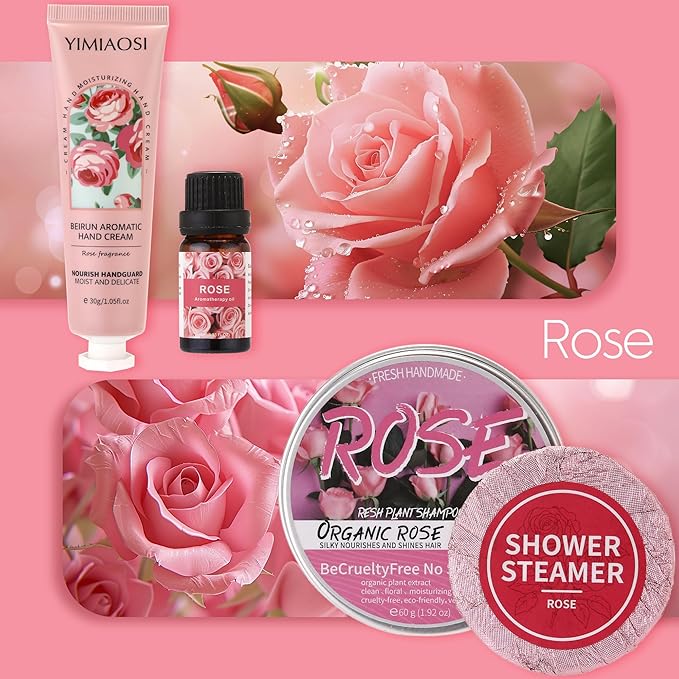 Sea Team 16-Pack Relaxing SPA Gift Set for Women, Shower Kit with Bath Bomb, Bath Salt, Handmade Soap, Cream, Essential oil, Gift Box Included, Rose