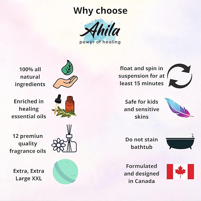 12 XXL Bubbly Organic Bath Bombs Gift Set for Women Men and Kids Designed in Canada Long Lasting Floaters Relaxing Aromatherapy Rich in Pure Essential Oils Healing Properties