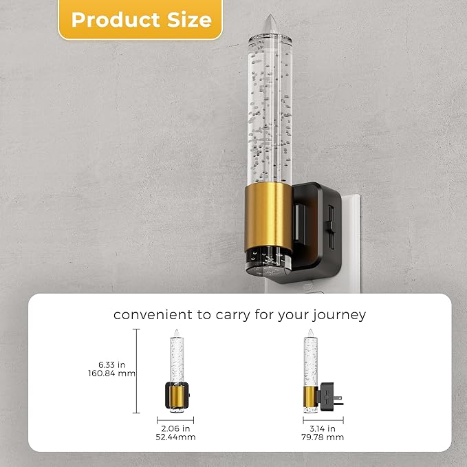 L LOHAS LED Night Light, Amber Candle Night Lights Plug into Wall,2 Pack 0-100 LM Dimmable Nightlight, Plug in Bubble Night Light with Dusk to Dawn Sensor, for Bathroom Hallway