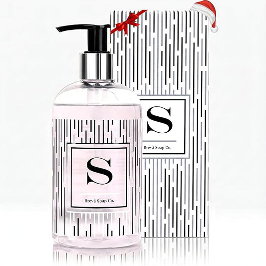 Brevä Soap Co. Monogrammed Luxury Liquid Hand Soap | Choose from Letters A to Z | Citrus Bloom Scent | Personalized Liquid Hand Wash for Bathroom & Kitchen |12 oz - Letter S (Pack of 1)