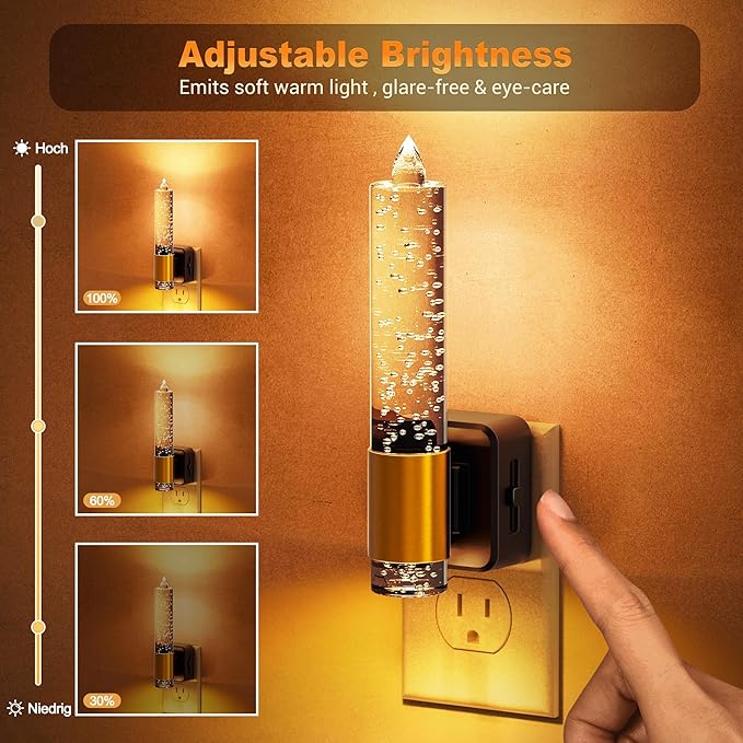 JandCase Night Light, Flameless Candle Night Lights Plug into Wall, Dusk to Dawn Sensor Aesthetic Automatic Nightlight, Dimmable Amber LED Nightlights, Decorative nite light for Adults Bathroom,1 Pack