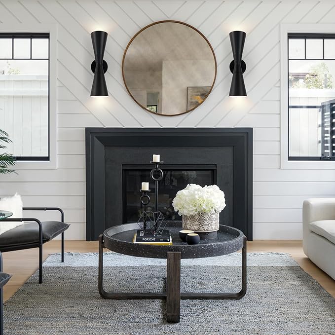 Wall Sconce Bathroom Sconces Lighting, 15 inch Black Modern Sconces Up Down Lights Wall Decor Indoor Wall Light Fixtures for Living Room Hallway Staircase Bedroom Hardwired