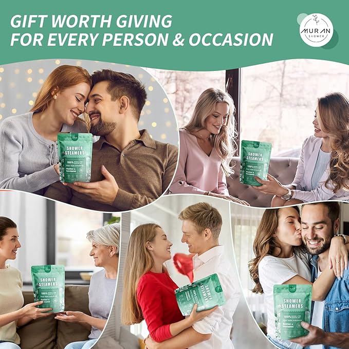 Shower Steamers Aromatherapy 15-Pack Shower Bombs Gifts for Wife, Organic Menthol & Eucalyptus for Shower Natural Essential Oil, Christmas Day Gifts for Wife Her Him Women Men Bath Stress Relief