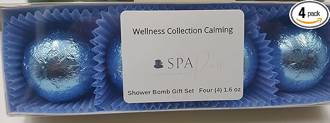Wellness Collection Calming (4-Pack) Aromatherapy Fizzing Shower Bombs by Spa Pure Naturals