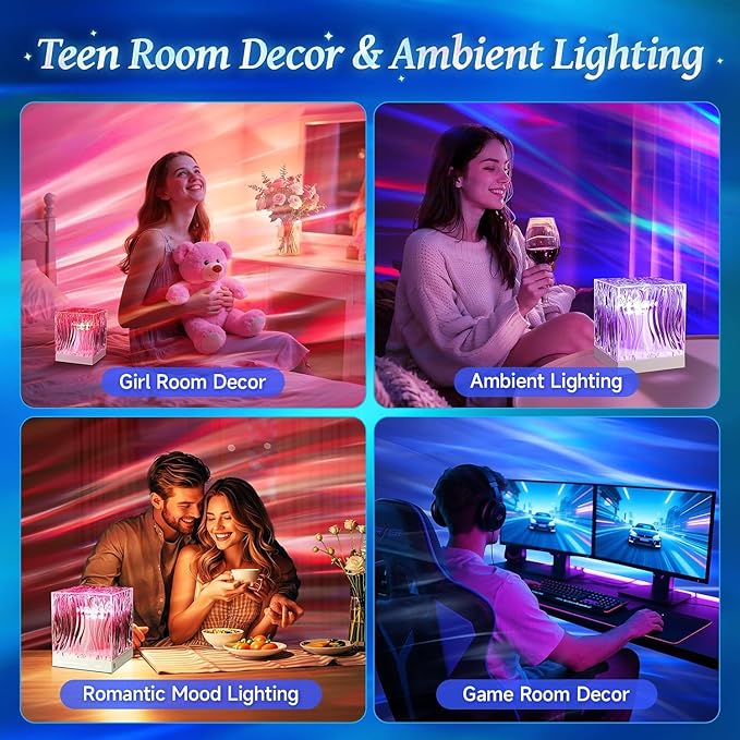 Mubarek Northern Lights for Bedroom,15 White Noise + Bluetooth Galaxy Light Projector,RGB Multi-Color Lamps for Night Stands Home Decor Living Room Night Light for Kids Christmas Gifts for Teen Girls