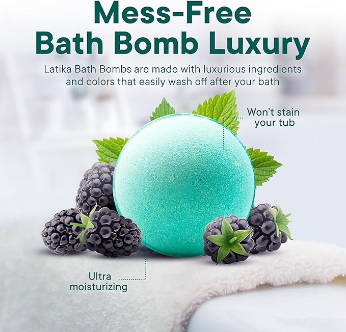 Latika Classic Bath Bomb Mermaid - Black Raspberries Mixed, Dark Plum, and Warm Vanilla for Skin Nourishment